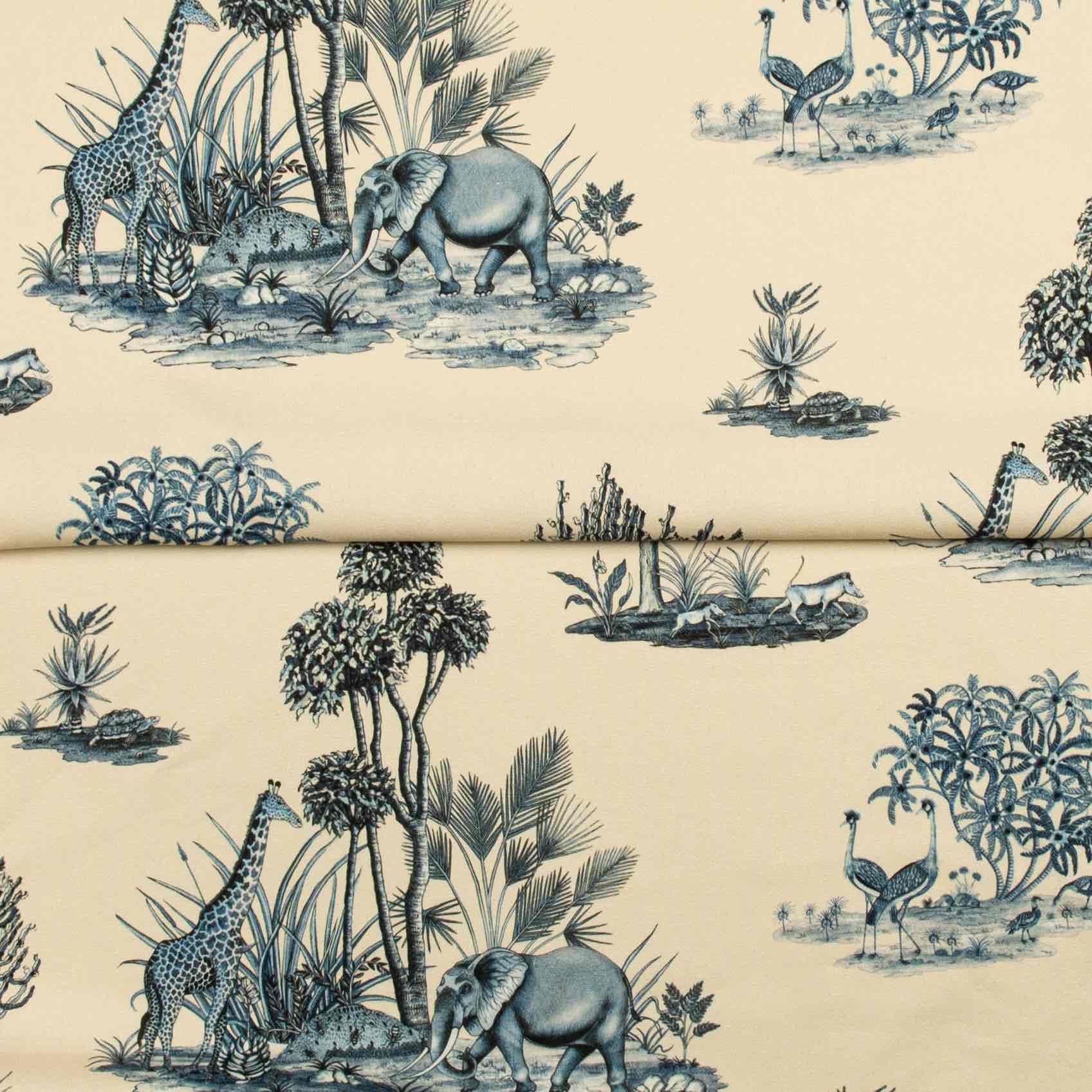 Thanda Toile Fabric - Linen - Tanzanite