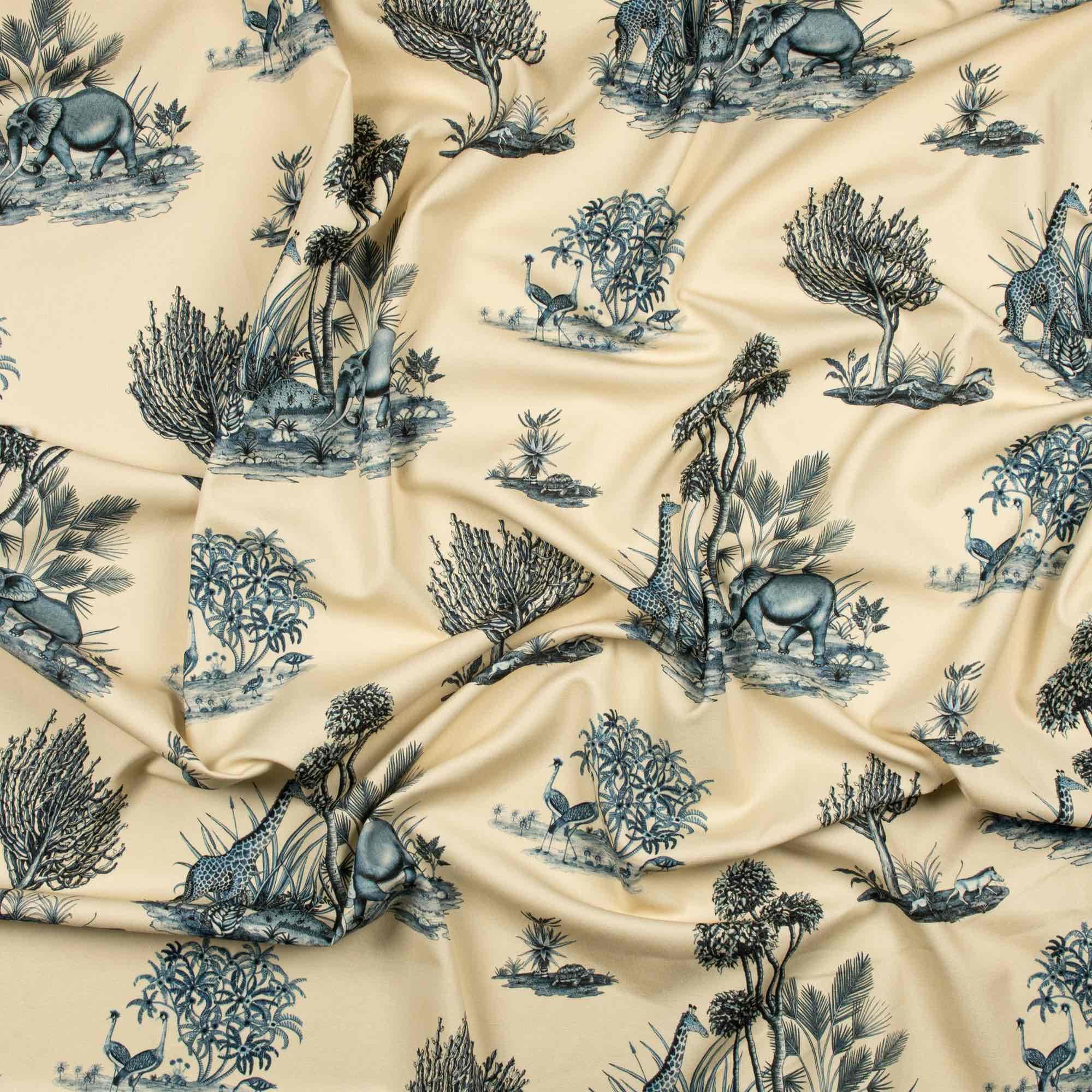 Thanda Toile Fabric - Linen - Tanzanite