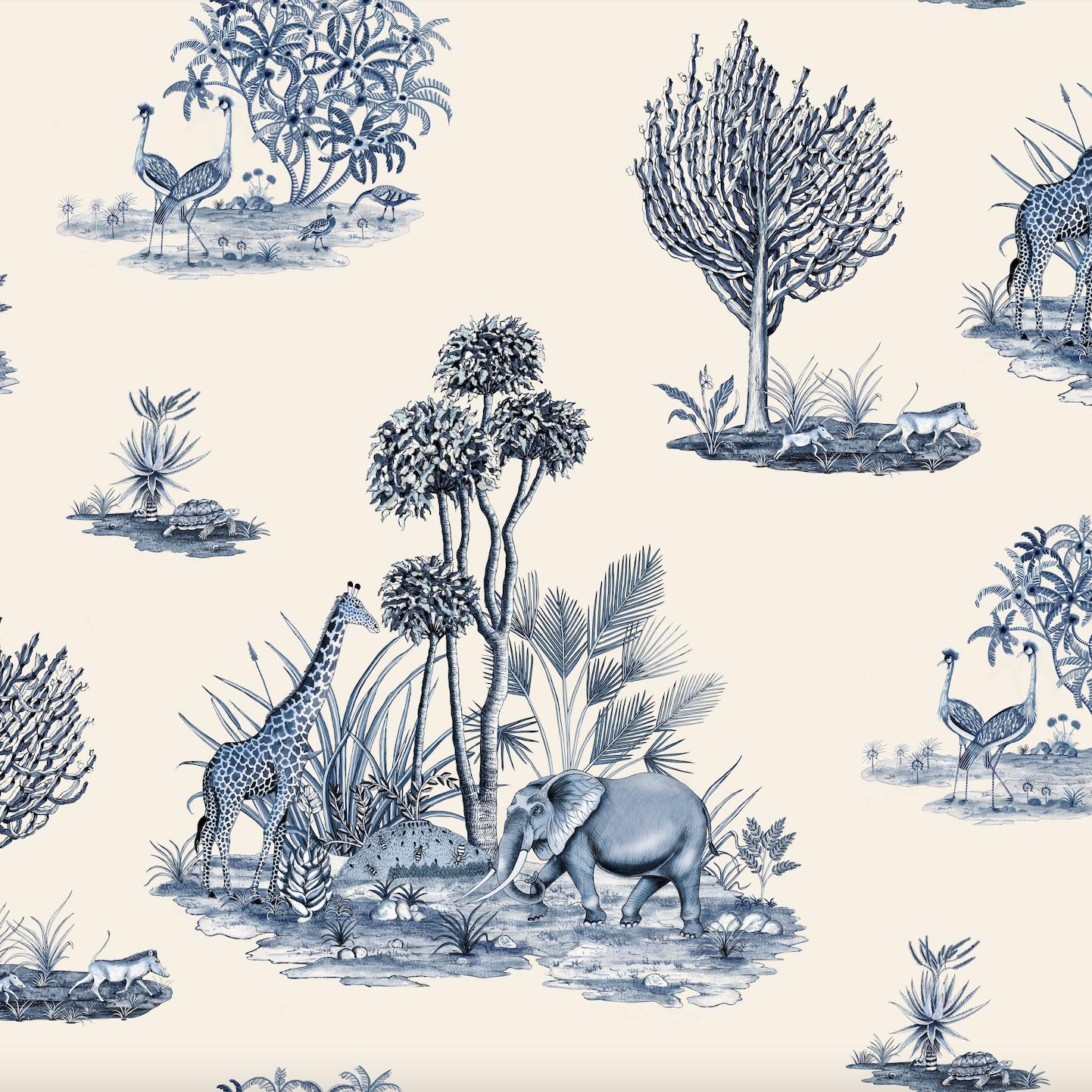 Thanda Toile Fabric - Linen - Tanzanite