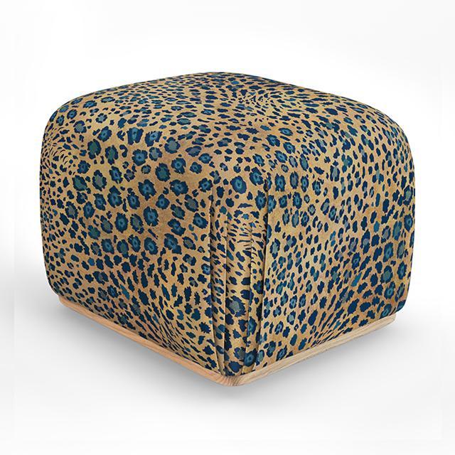 Black and Gold Safari Animal Upholstered Chair and Ottoman