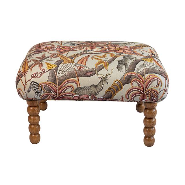 Kudu Pod Ottoman - Pangolin Park Velvet Plum - Sealed Oak