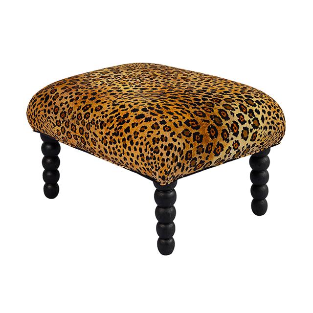 Kudu Pod Ottoman - Safari Spot Velvet Gold - Matte Black