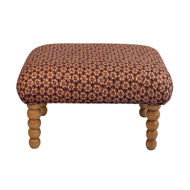 Kudu Pod Ottoman - Thanda Tortoise Linen Plum - Sealed Oak