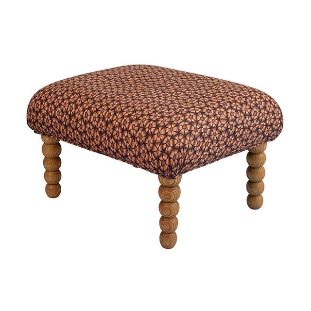 Kudu Pod Ottoman - Thanda Tortoise Linen Plum - Sealed Oak