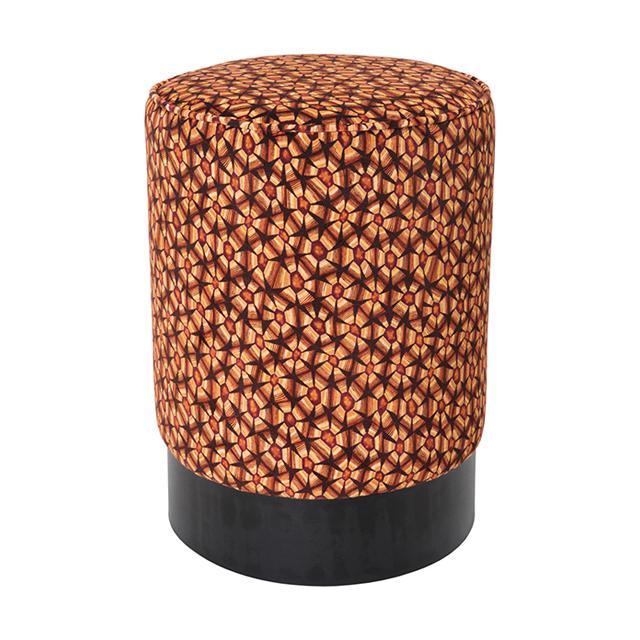 Thanda Tortoise Velvet Pouf on Black Base - Plum