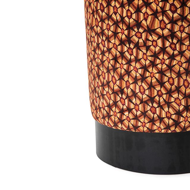 Thanda Tortoise Velvet Pouf on Black Base - Plum