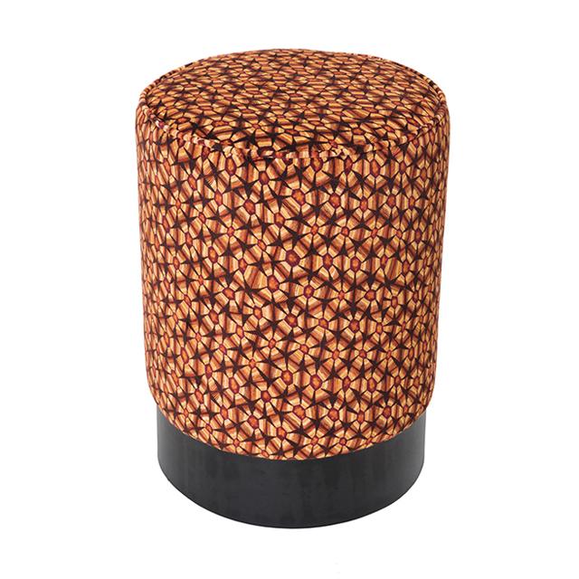 Thanda Tortoise Velvet Pouf on Black Base - Plum