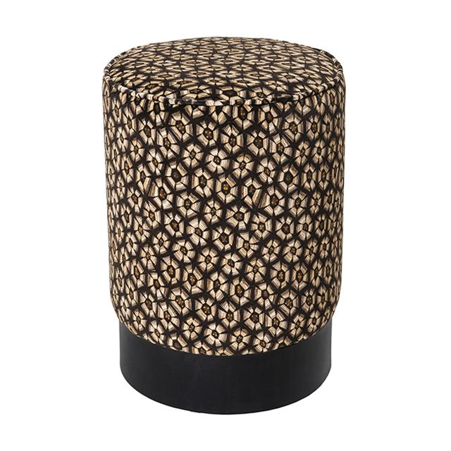 Thanda Tortoise Velvet Pouf on Black Base - Silver