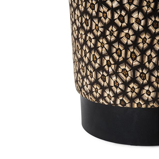 Thanda Tortoise Velvet Pouf on Black Base - Silver