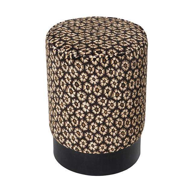 Thanda Tortoise Velvet Pouf on Black Base - Silver