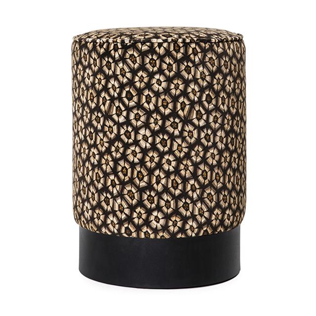 Thanda Tortoise Velvet Pouf on Black Base - Silver