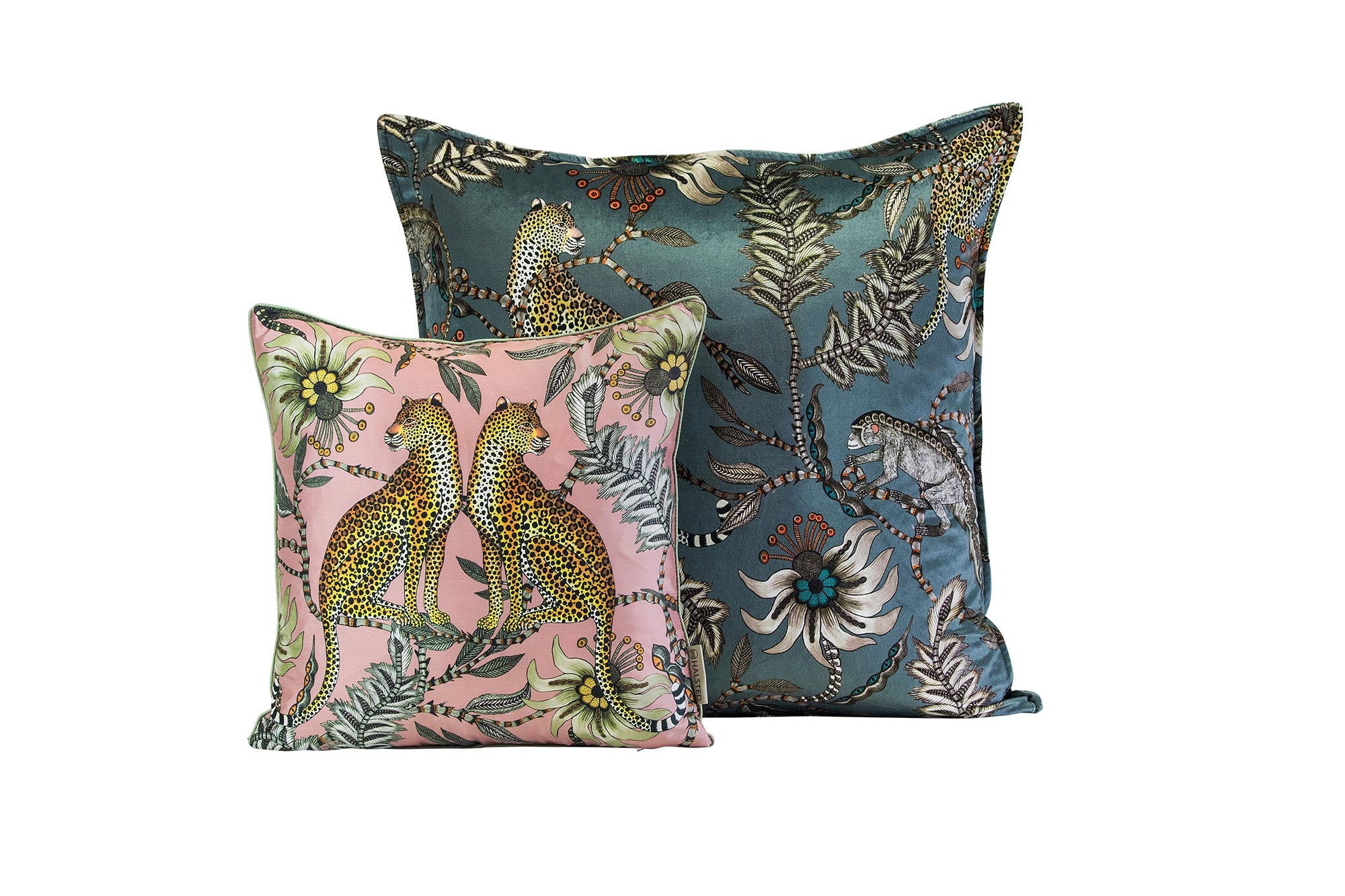 Lovebird Leopards Pillow - Silk - Magnolia