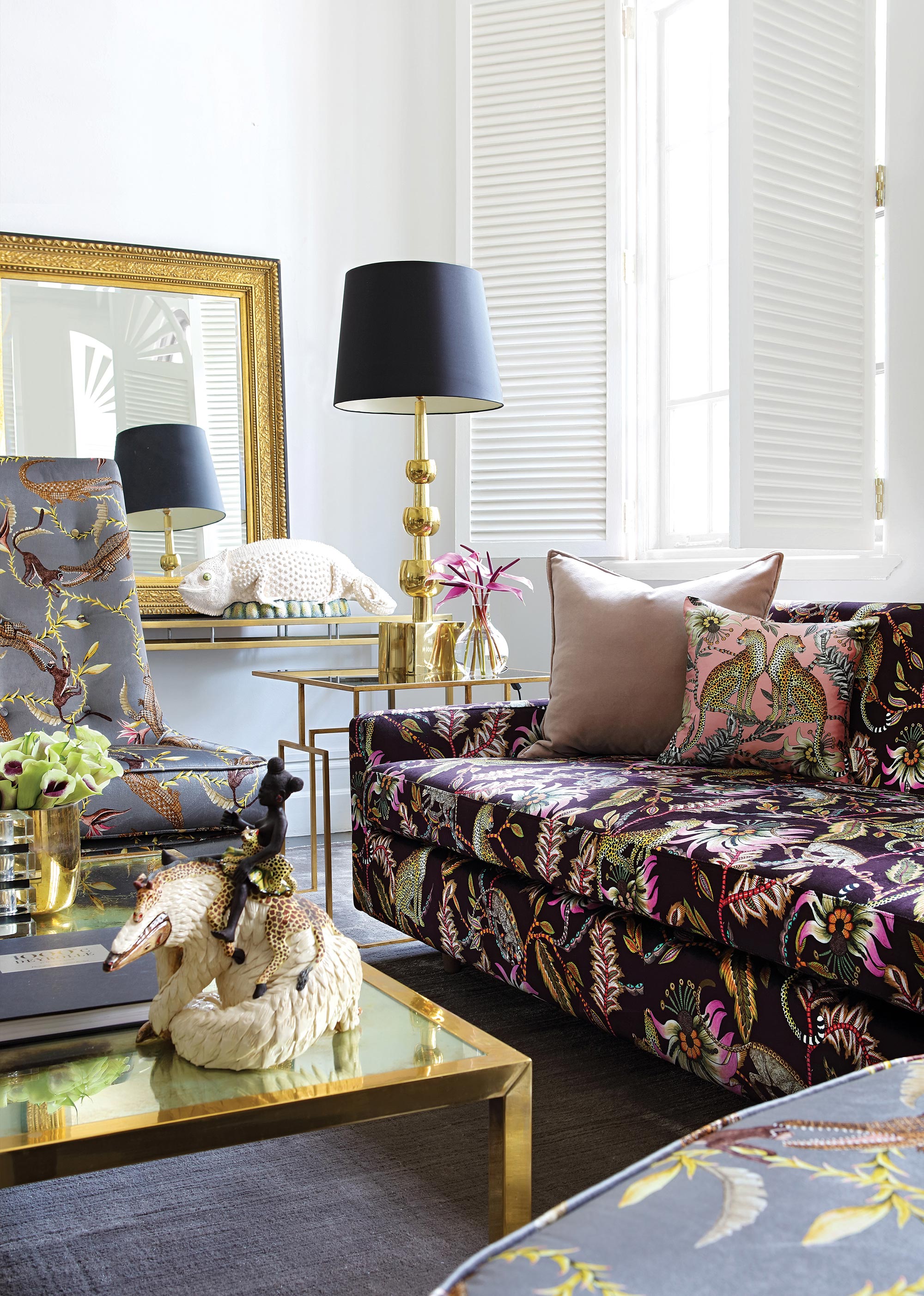 Lovebird Leopards Pillow - Silk - Magnolia