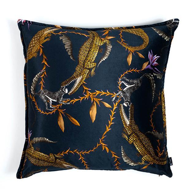 River Chase Pillow - Velvet - Royal