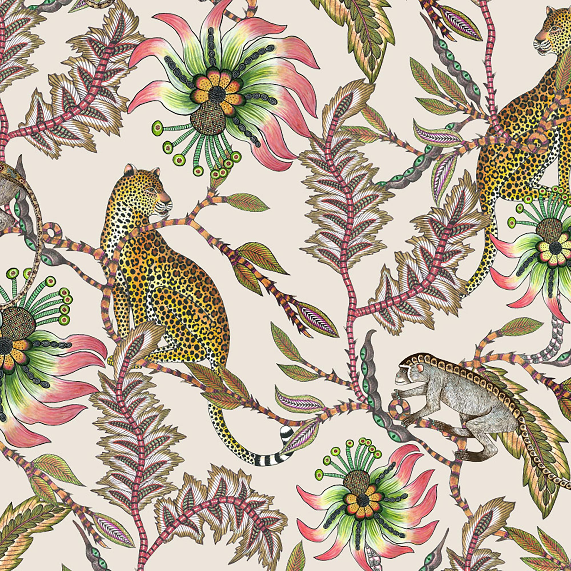 Monkey Bean Fabric - Linen - Parakeet