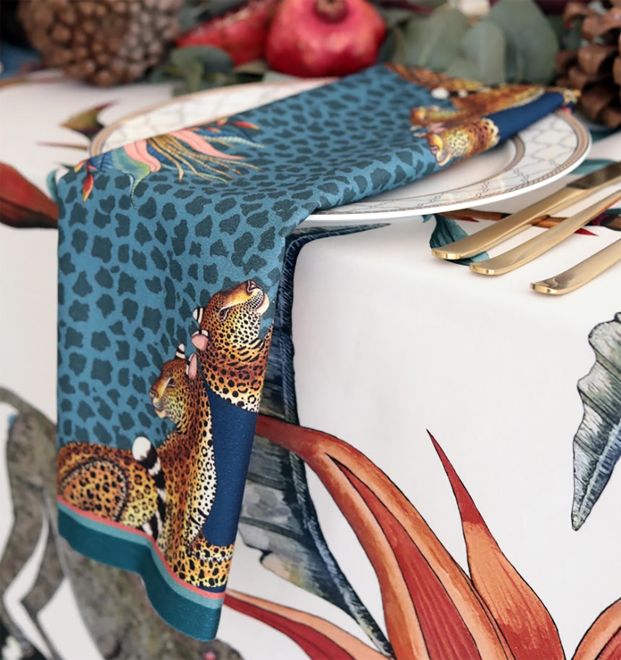 Leopard Lily Napkins (Pair) - Frost
