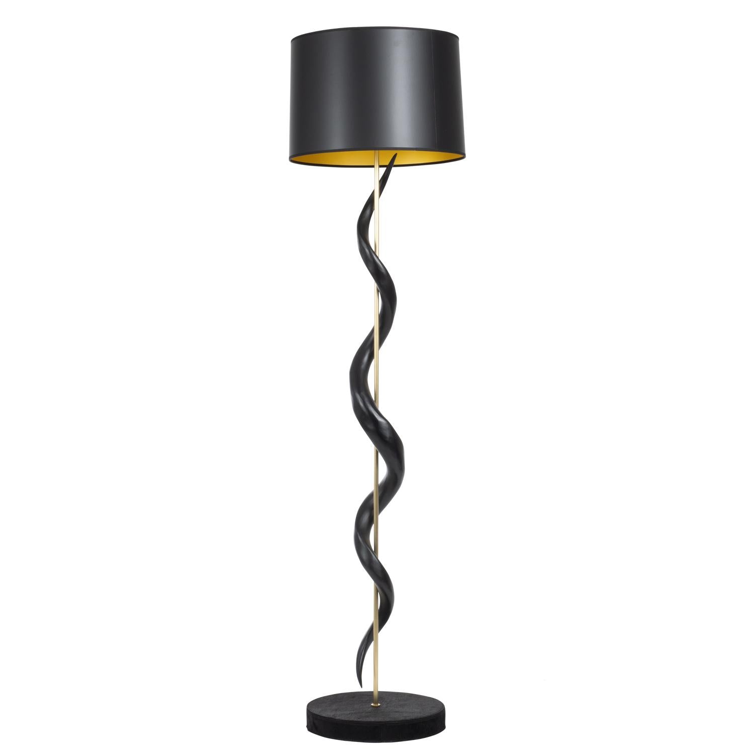 Black Kudu Horn Single Twist Floor Lamp