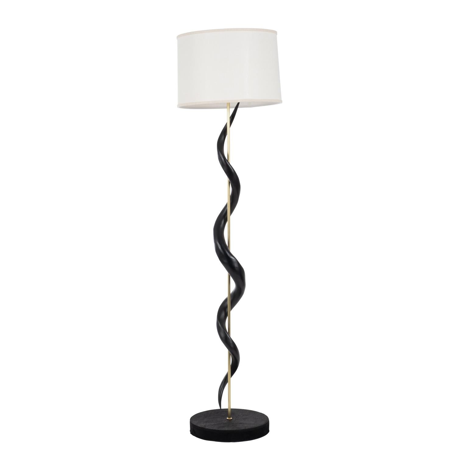 Black Kudu Horn Single Twist Floor Lamp
