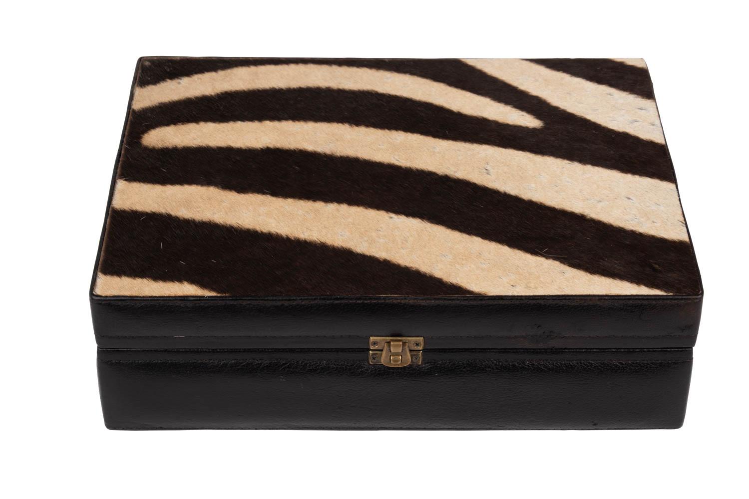 Zebra Hide & Leather Box - Large