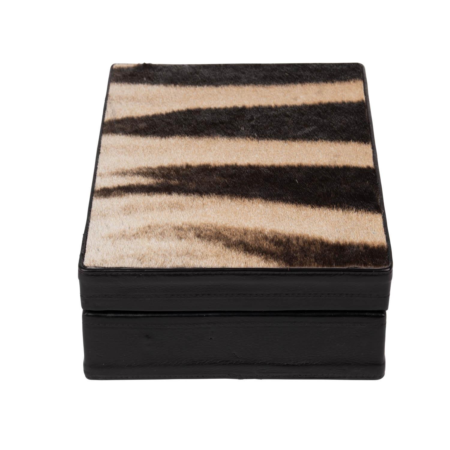 Zebra Hide & Leather Box - Medium