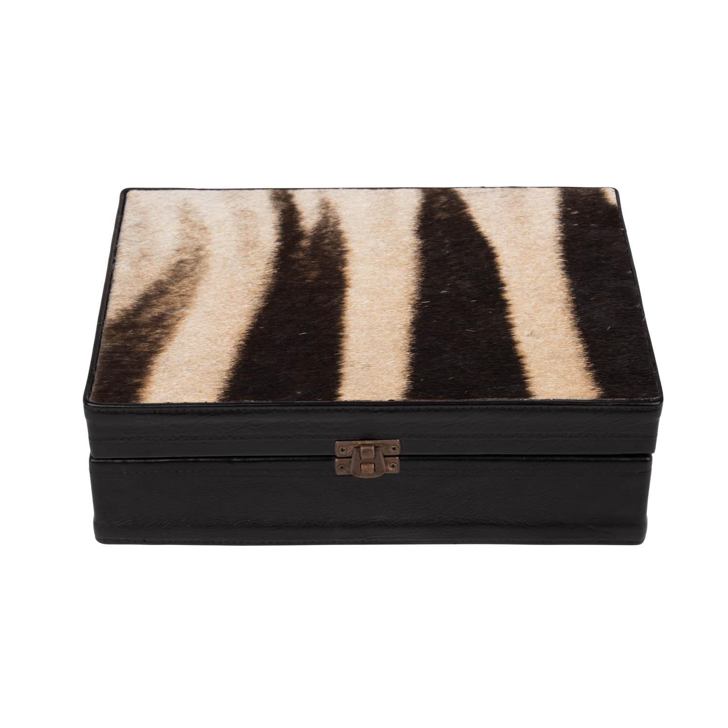 Zebra Hide & Leather Box - Medium