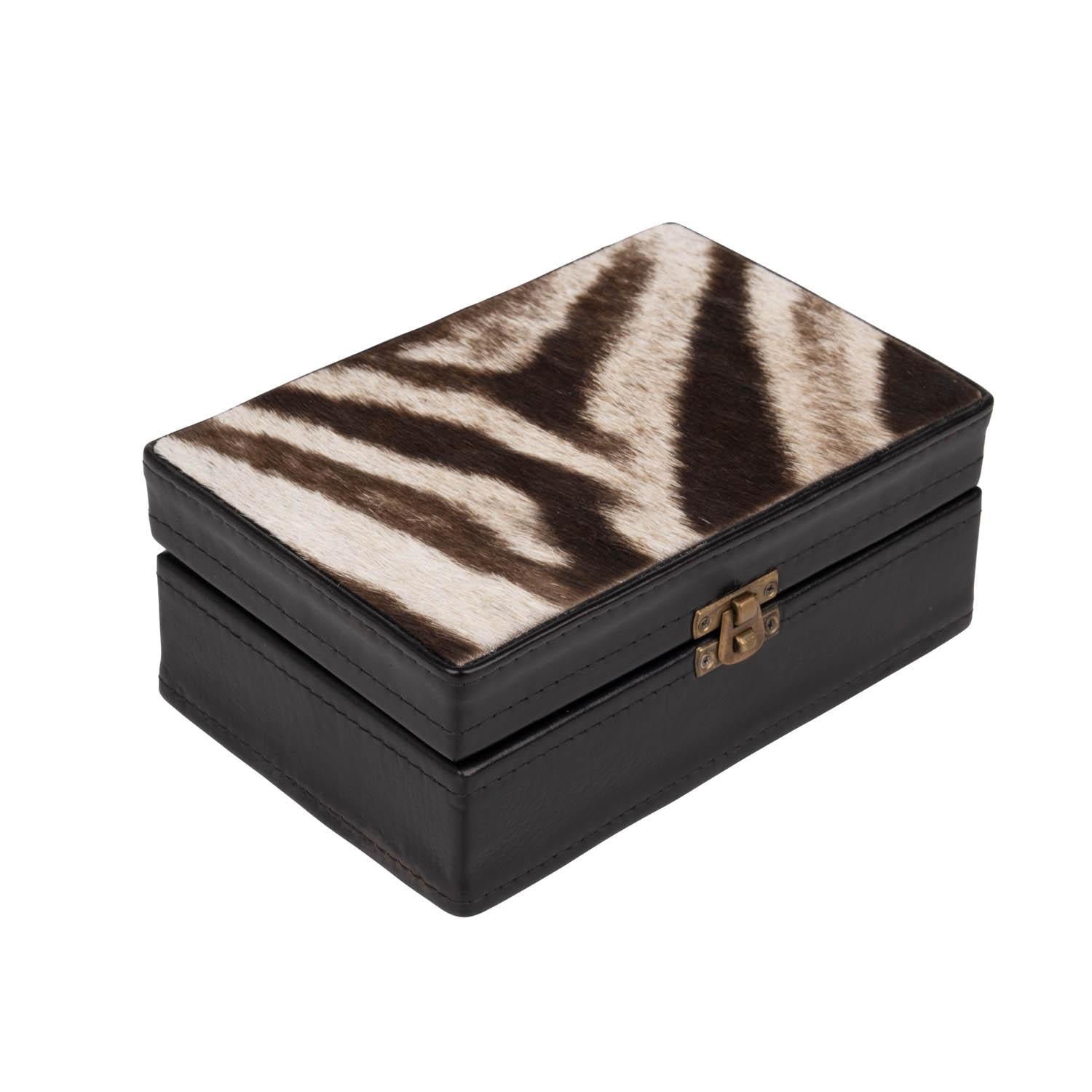 Zebra Hide & Leather Box - Small