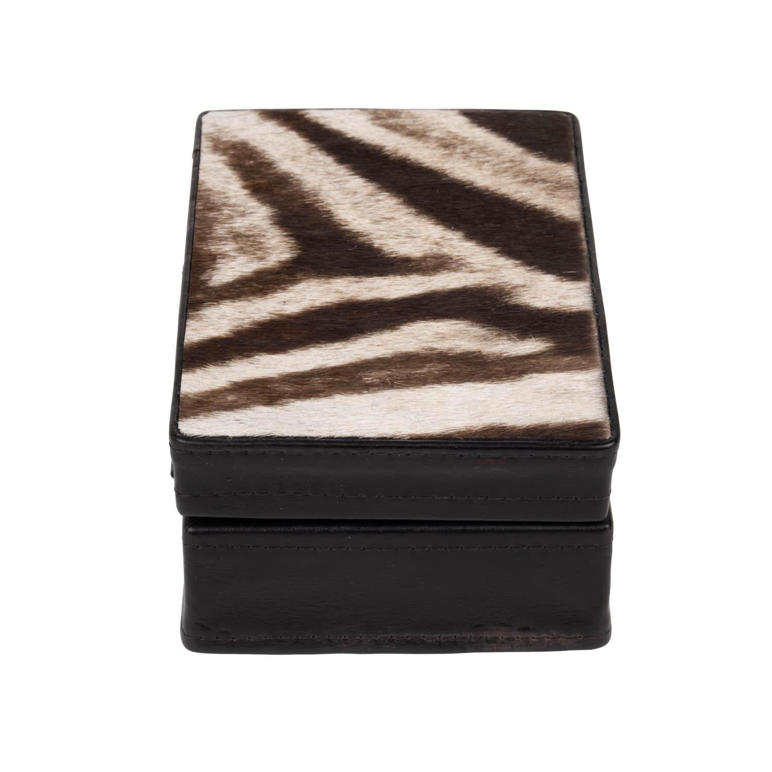 Zebra Hide & Leather Box - Small