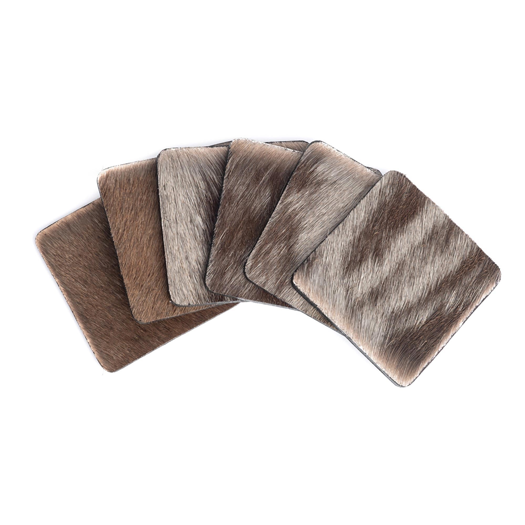 Wildebeest Hide Coasters w/ Tie (s/6)