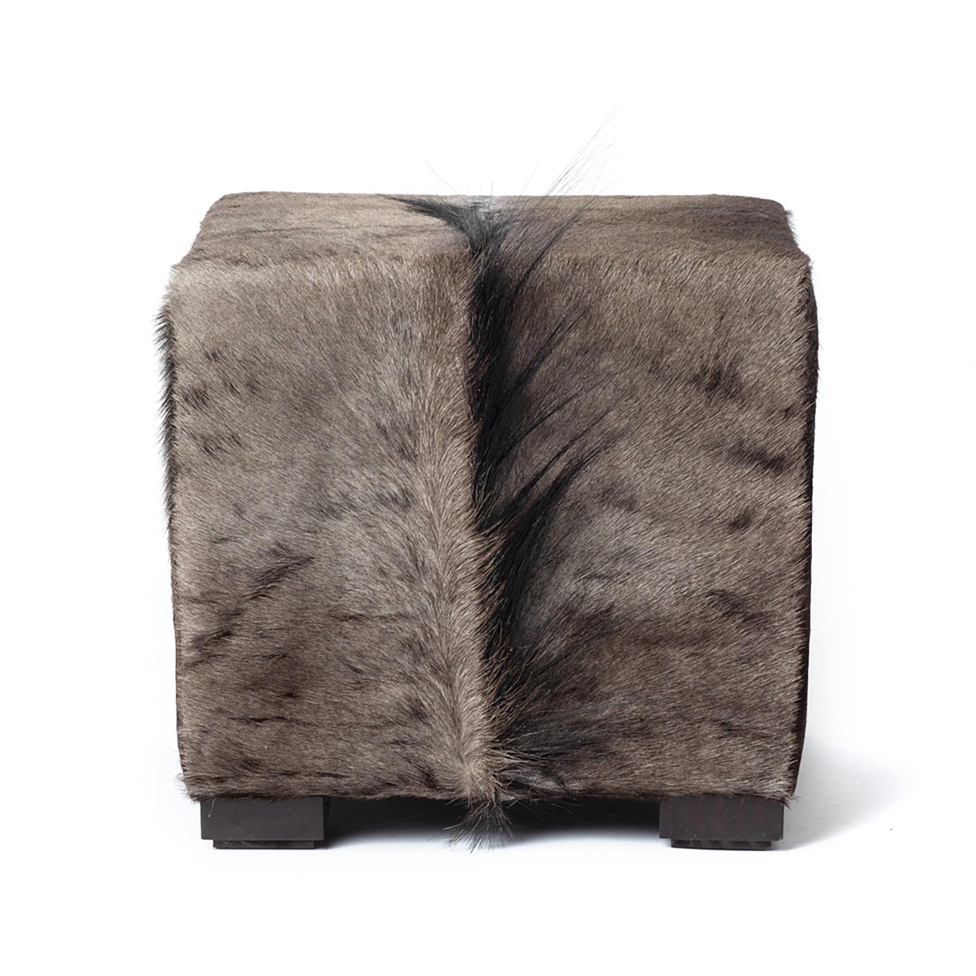 Wildebeest Hide Cube Ottoman