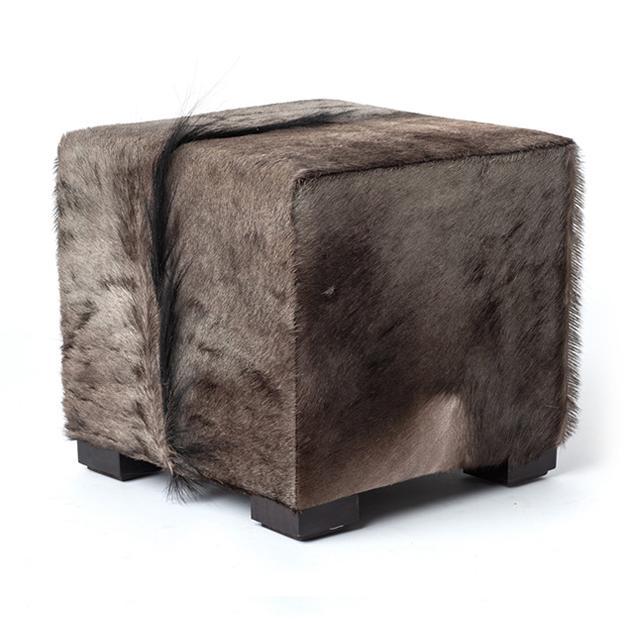 Wildebeest Hide Cube Ottoman