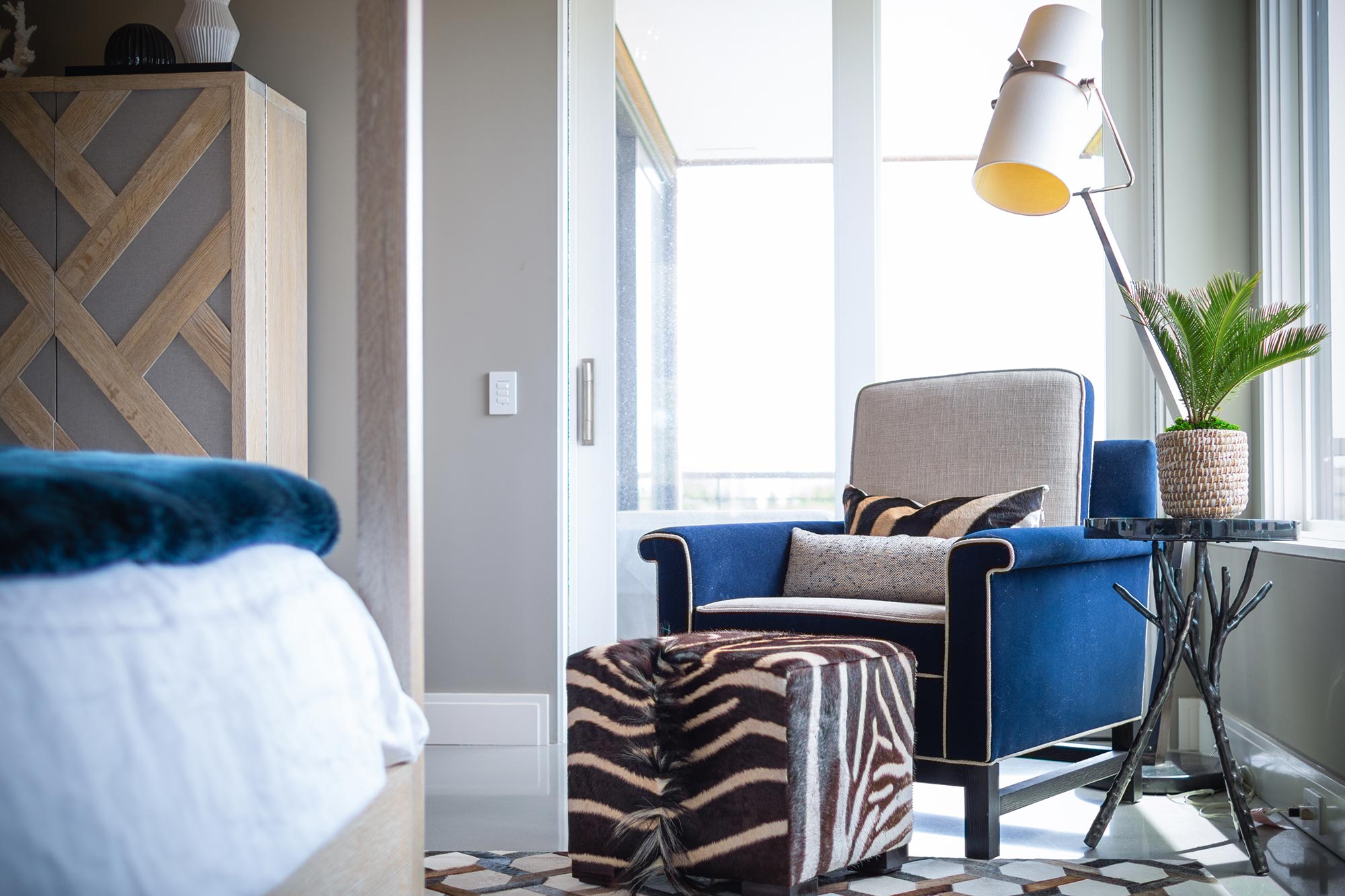 Zebra Hide Cube Ottoman