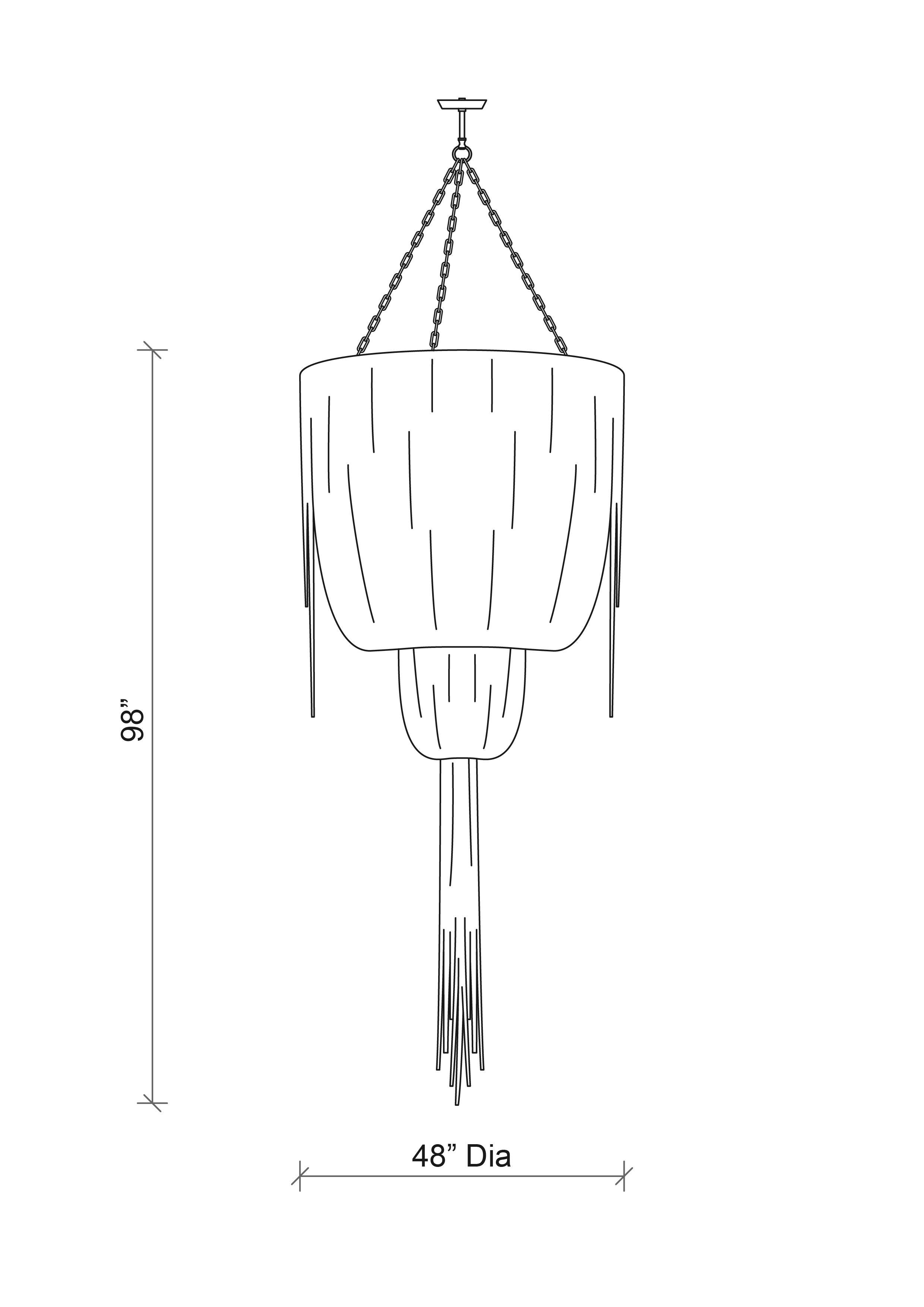 Large Round Double-Ball Urchin Leather Chandelier in Metallic Leather