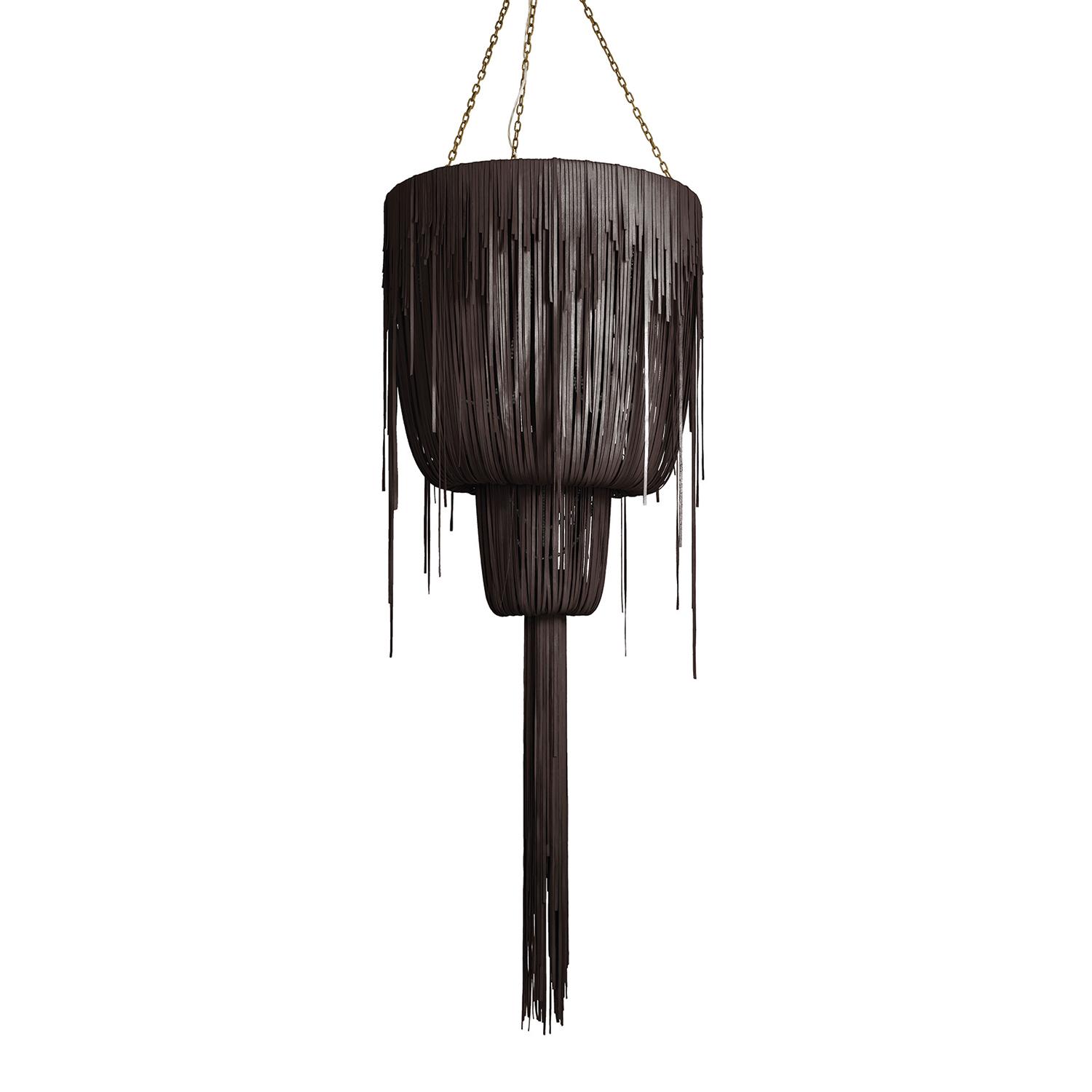 Medium Round Double-Ball Urchin Leather Chandelier in Premium Leather