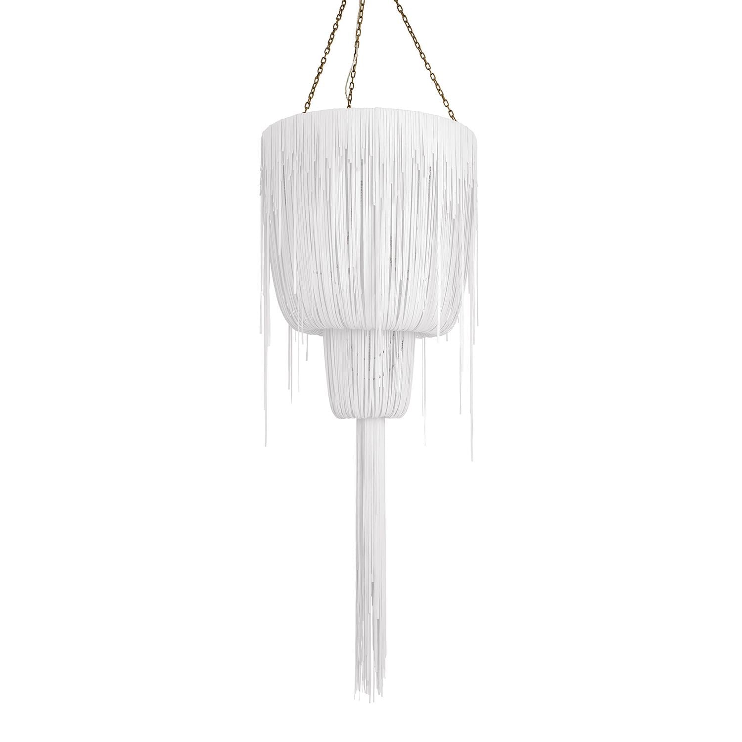 Medium Round Double-Ball Urchin Leather Chandelier in Premium Leather