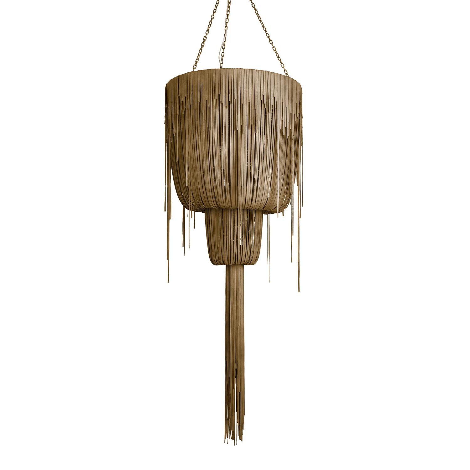 Medium Round Double-Ball Urchin Leather Chandelier in Premium Leather