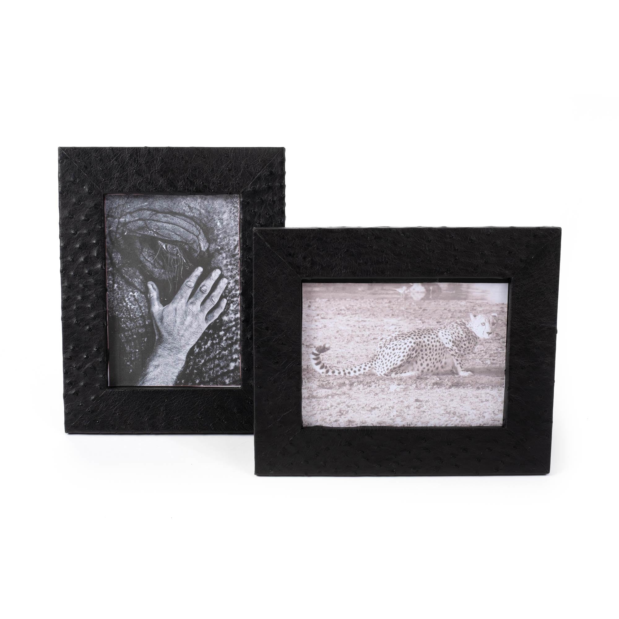 Ostrich Leather Photo Frame - Black