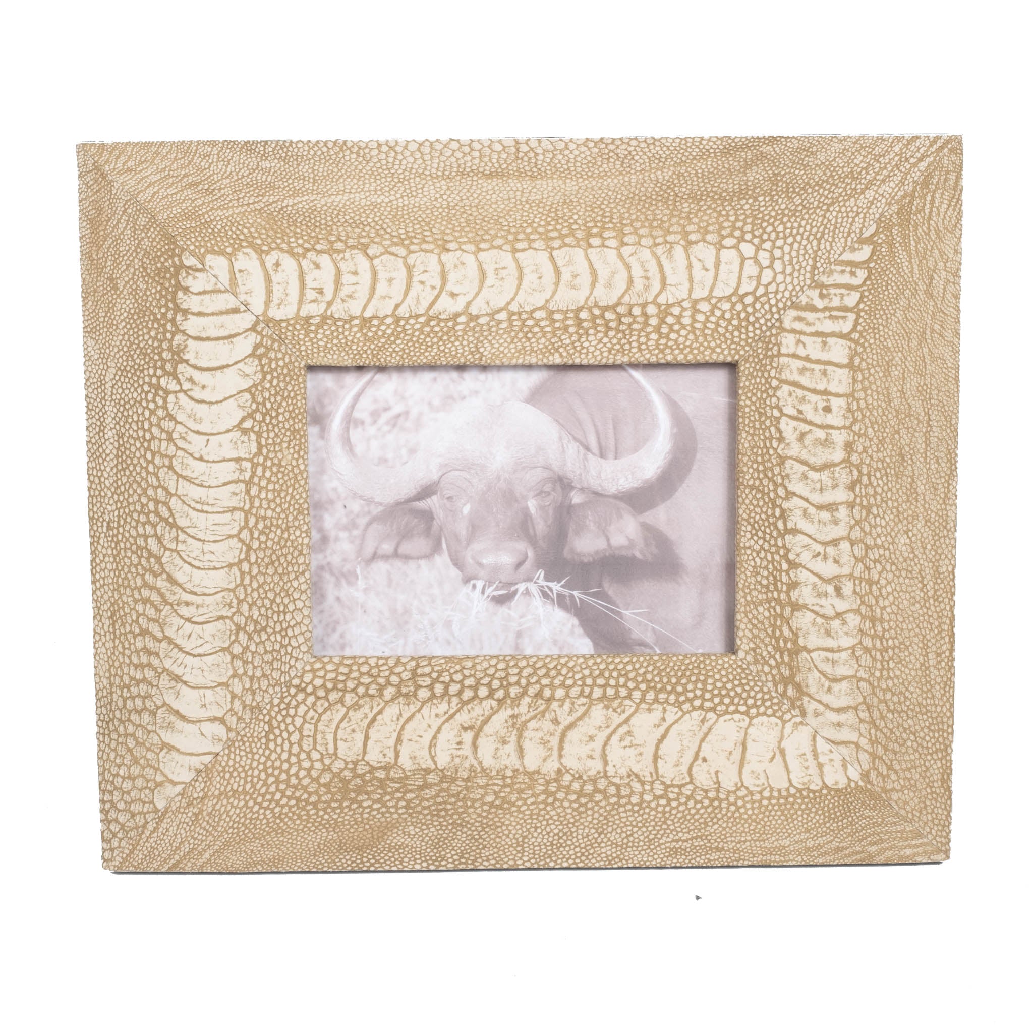 Ostrich Shin Leather Photo Frame - Stone-Washed