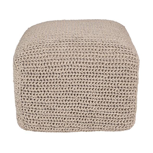 Crocheted Leather Cube Ottoman