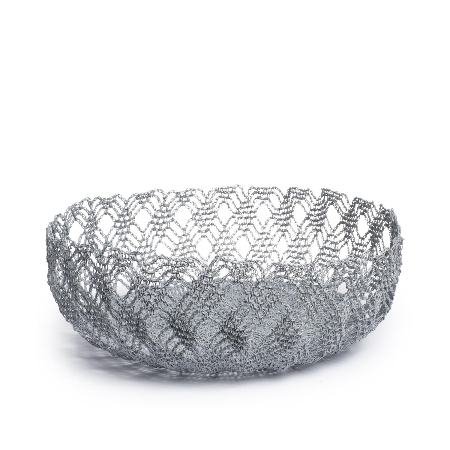 Crocheted Mesh Bowl - Grey