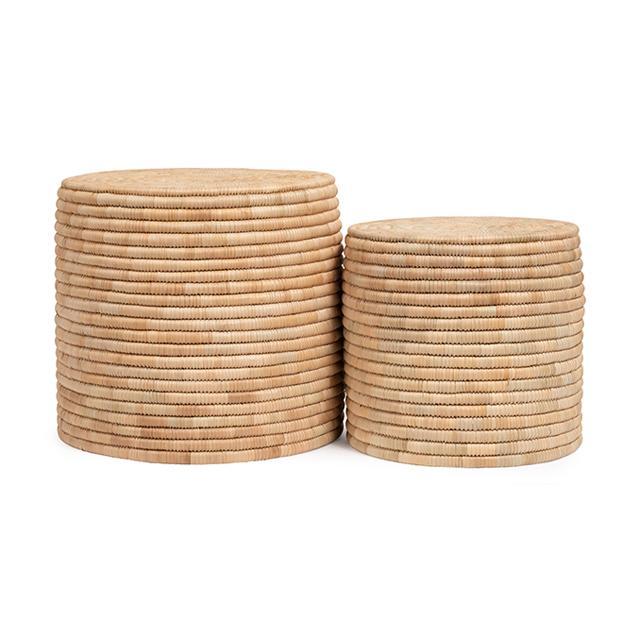 Malawian Palm Side Table - Pair - Natural