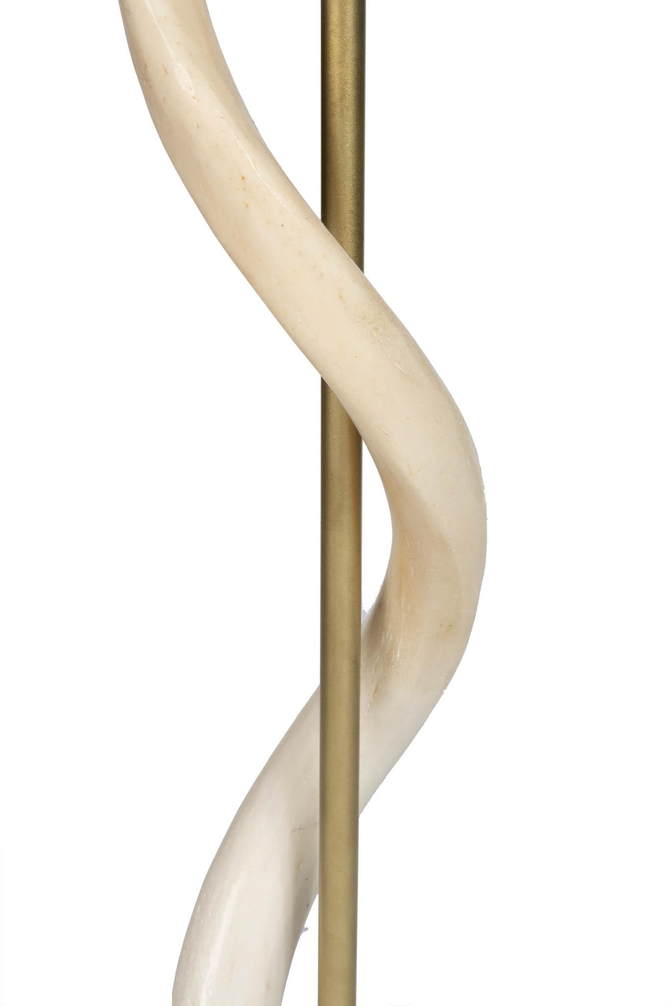 Kudu Inner Horn Lamp on Leather Base - Brass Rod