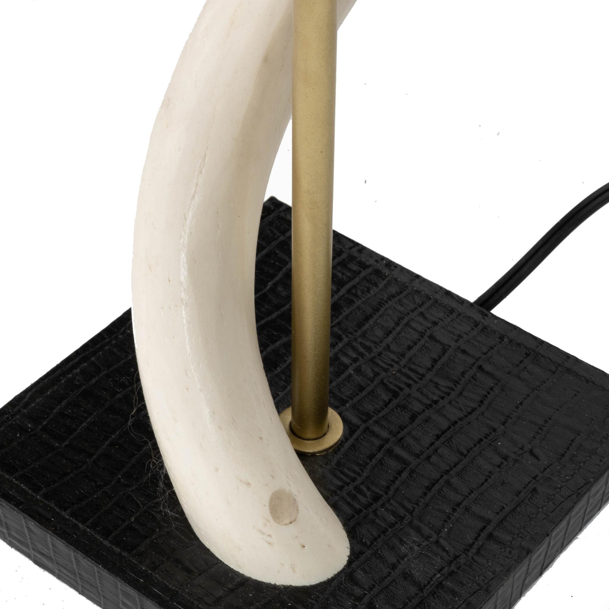 Kudu Inner Horn Lamp on Leather Base - Brass Rod