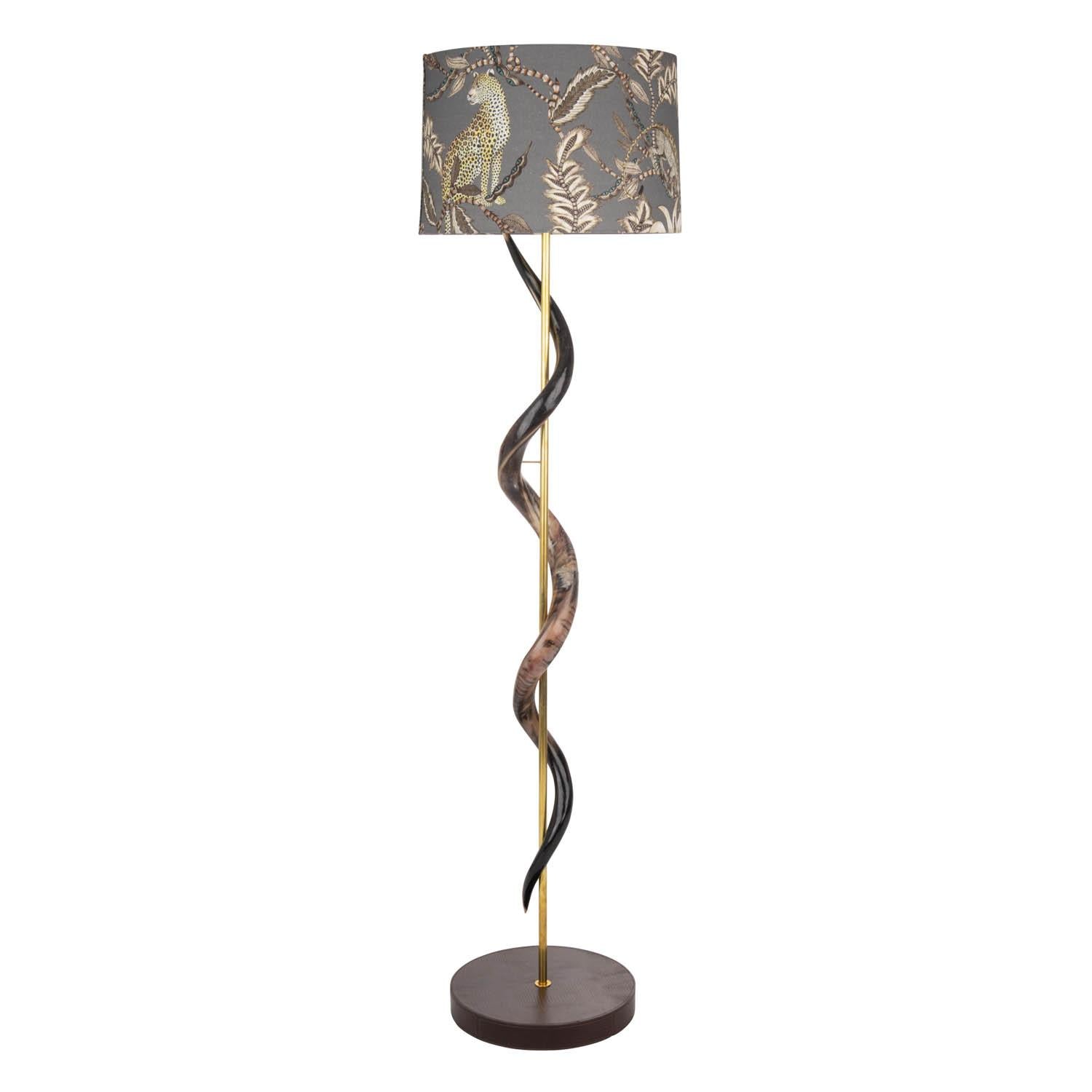 Polished Kudu Horn Single Twist Standing Lamp