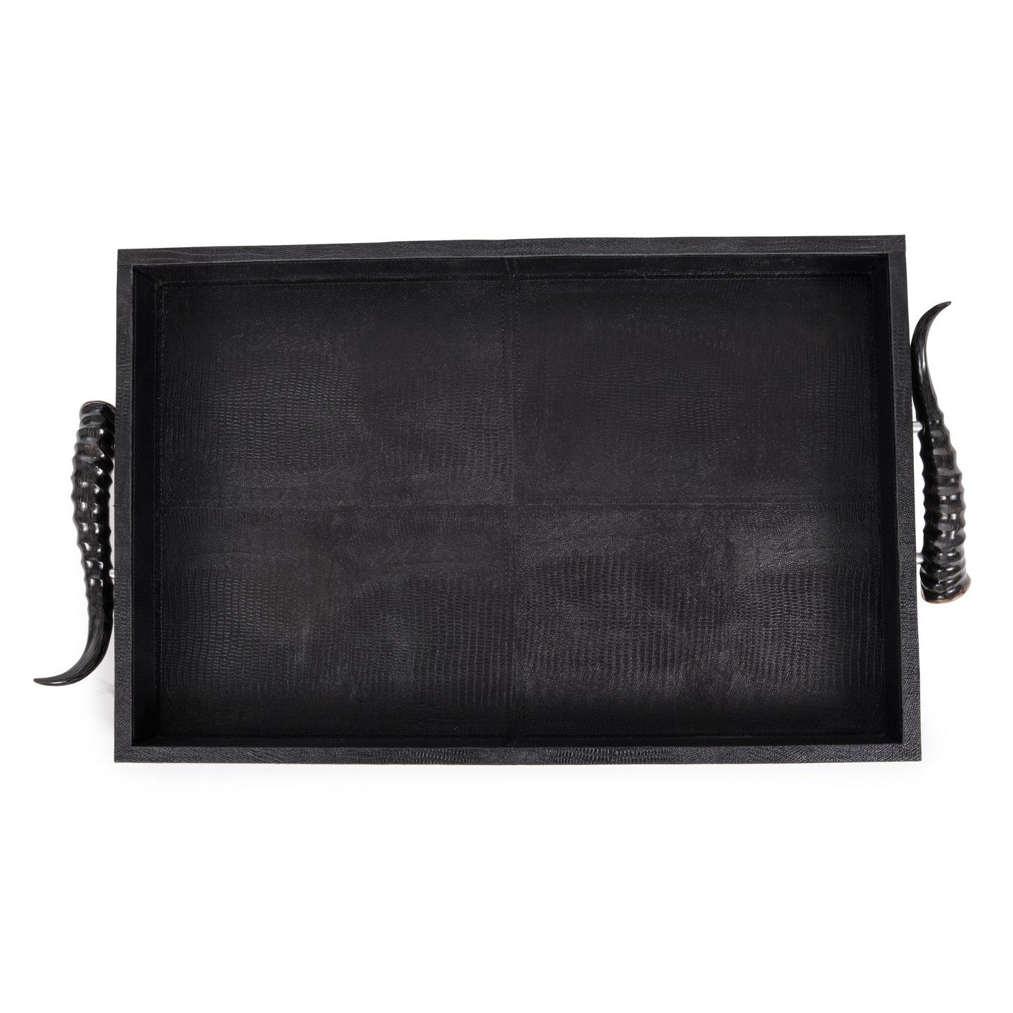 Leather Rectangle Tray / Springbok Horn Handles
