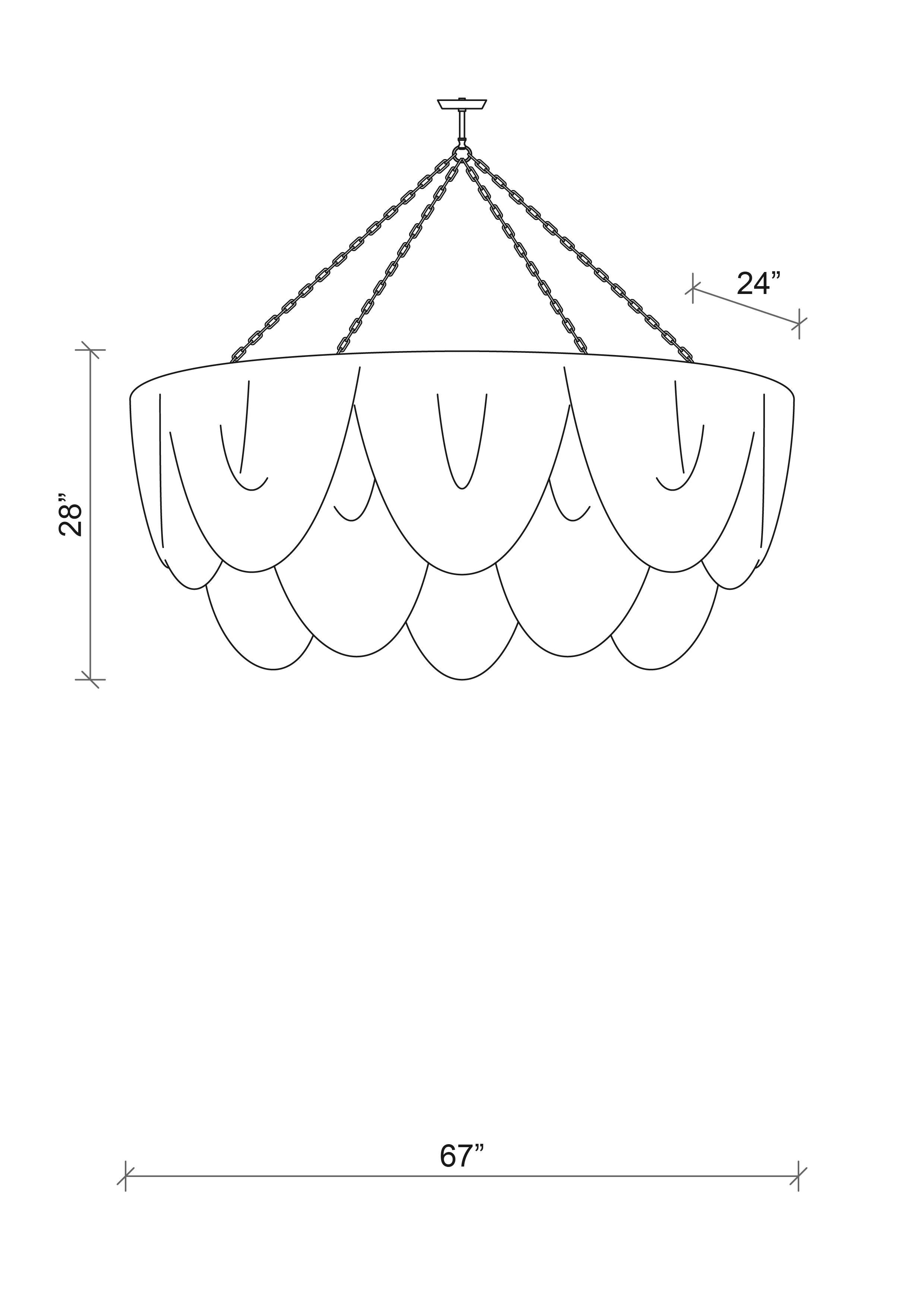 Large Oval Whisper Leather Chandelier in Metallic Leather