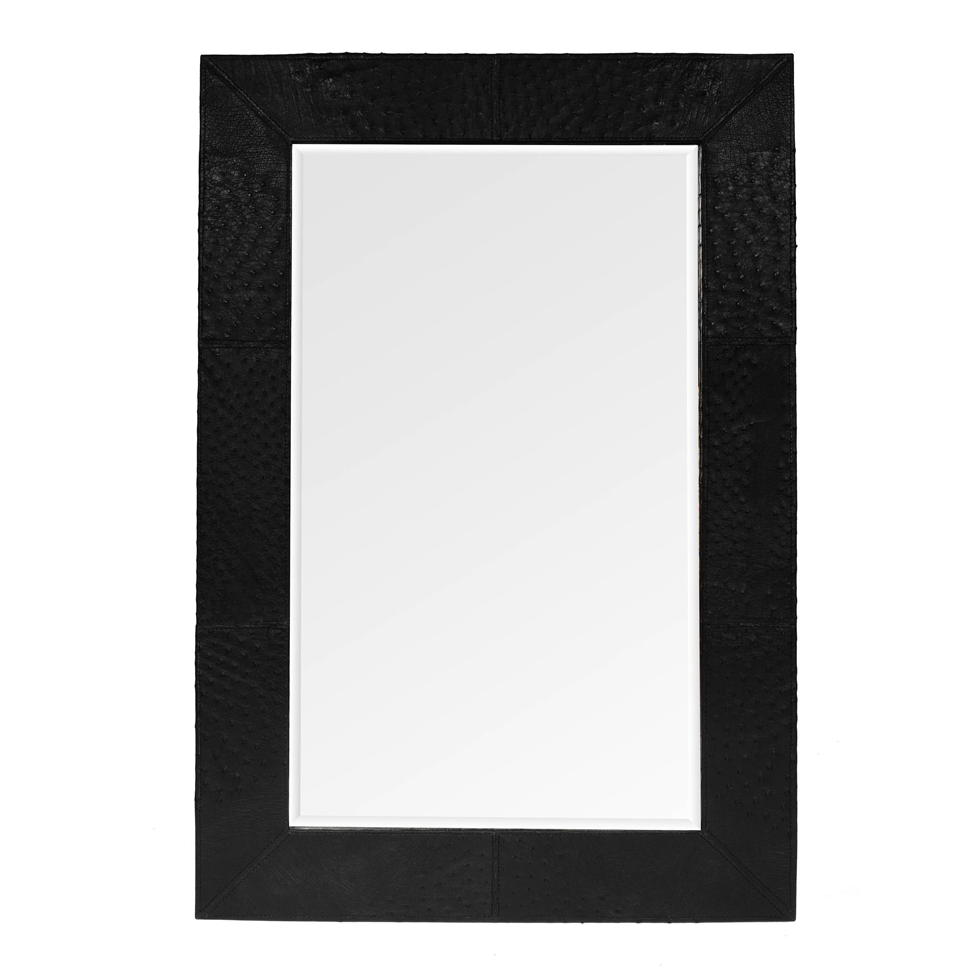 Ostrich Leather Rectangle Mirror - Black