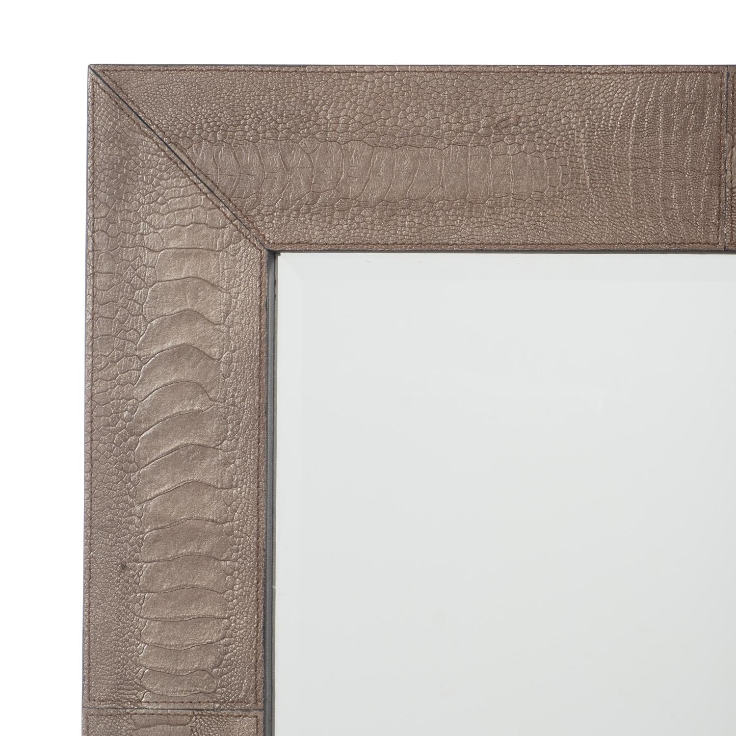 Ostrich Shin Leather Rectangle Mirror - Old Gold