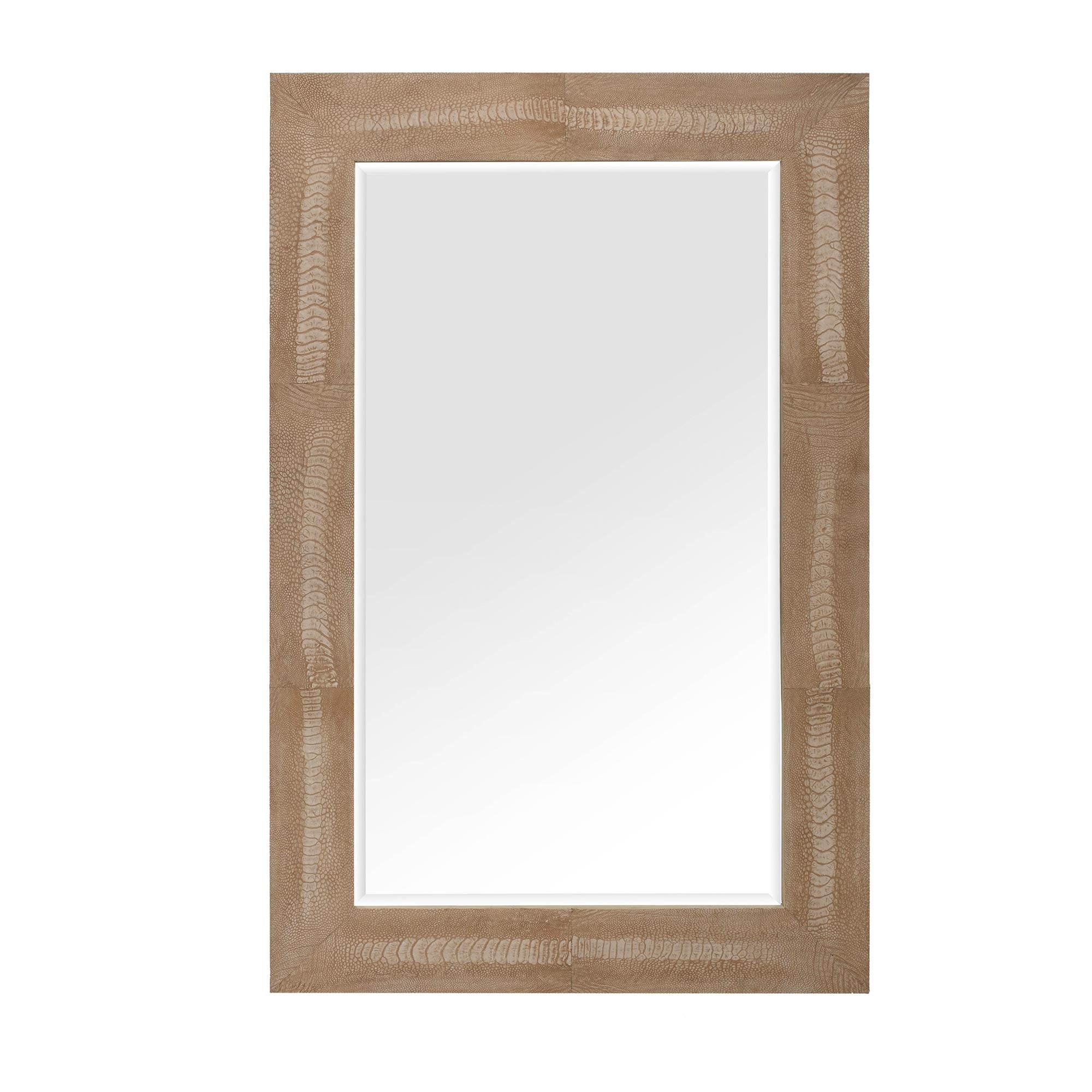 Ostrich Shin Leather Rectangle Mirror - Stone Washed