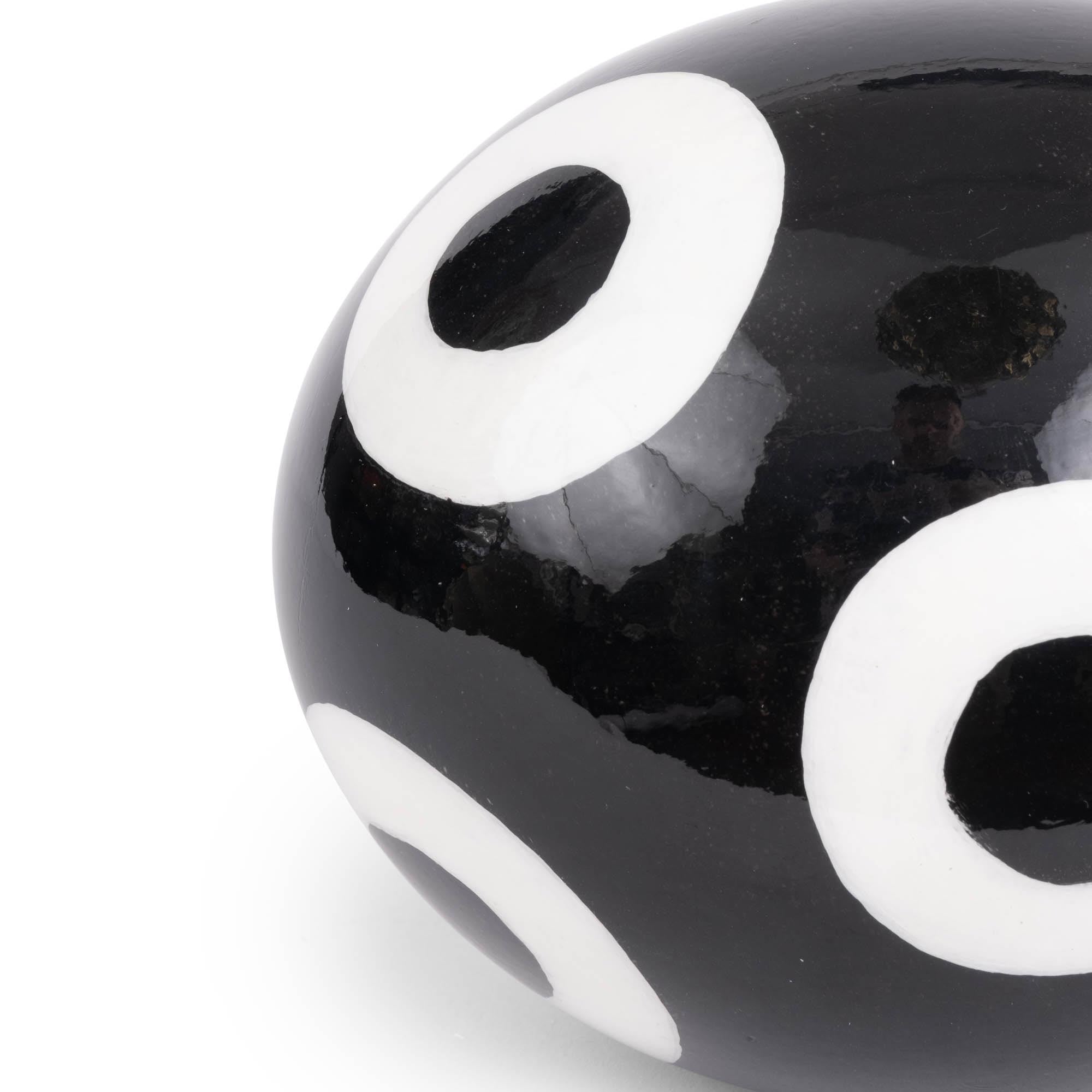 Painted Ostrich Egg - Black & White Circles