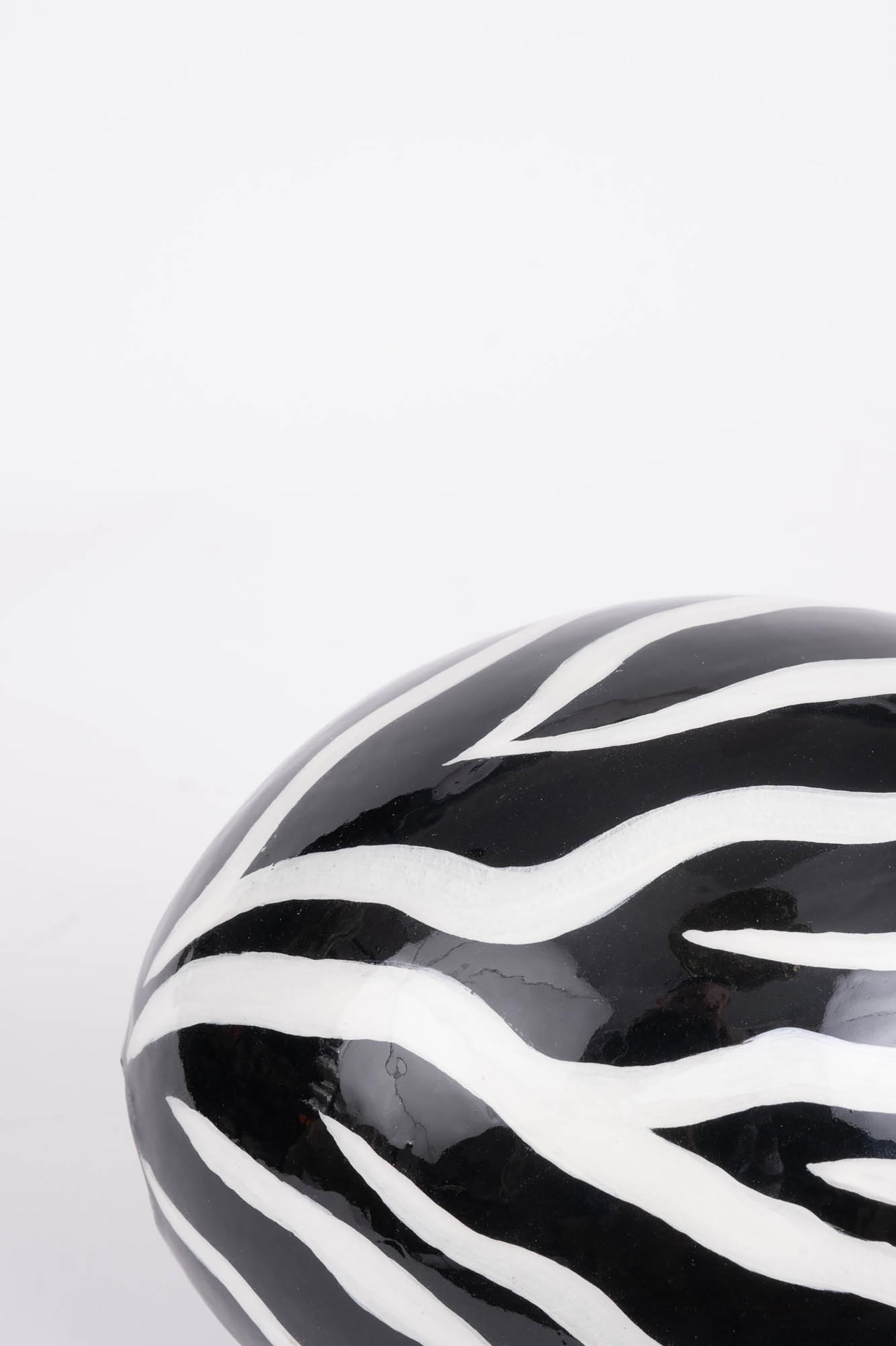 Painted Ostrich Egg - Black & White Zebra Stripe